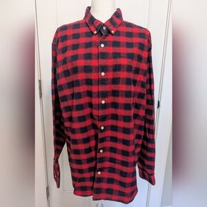 Gap Button Up Red Flannel Shirt Mens Size XL Long Sleeve Standard Fit Stretch